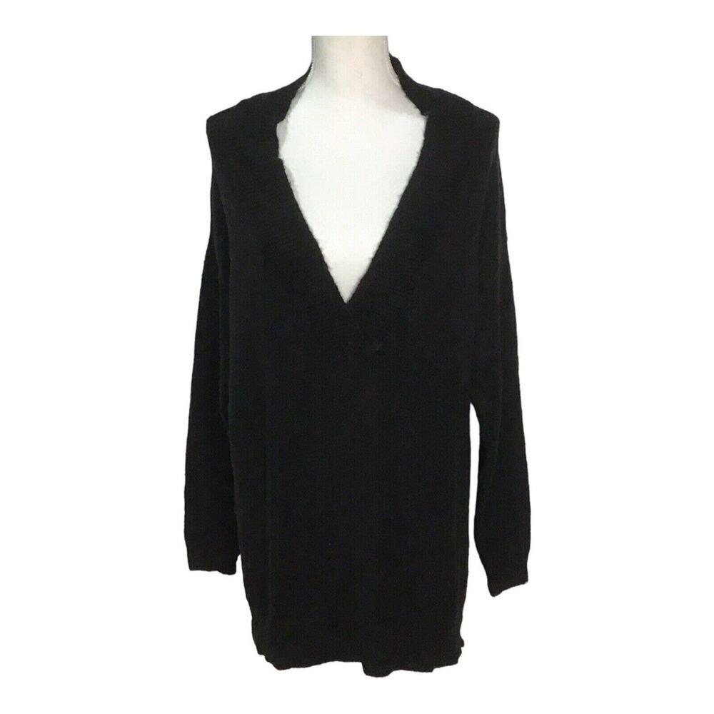RDI Women’s Black Oversized Deep V-Neck Pullover Sweater Size M NWOT - Picture 6 of 11